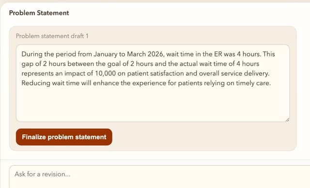 Problem statement draft with finalize and revision input